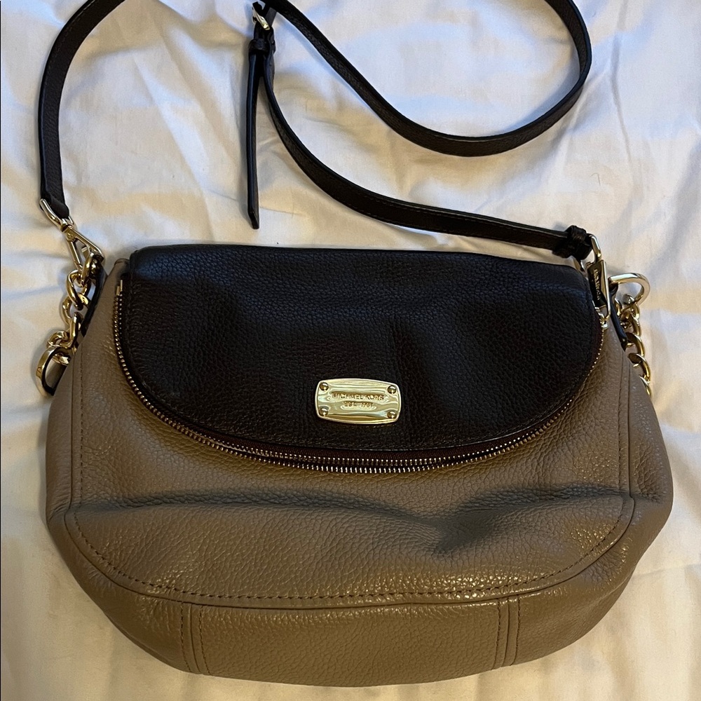 Micheal Kors two-tone brown crossbody bag